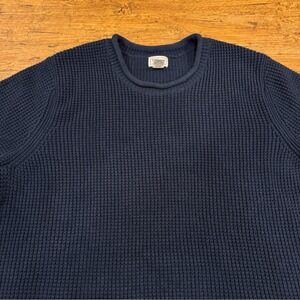 LL Bean Blue Organic Cotton Waffle Knit Roll Neck Fisherman Sweater Men's 3XLT